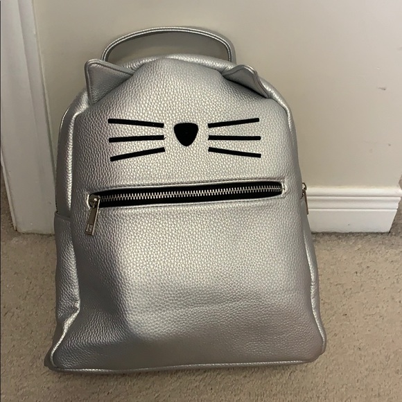 Cute Silver Kitty Backpack - Picture 1 of 5